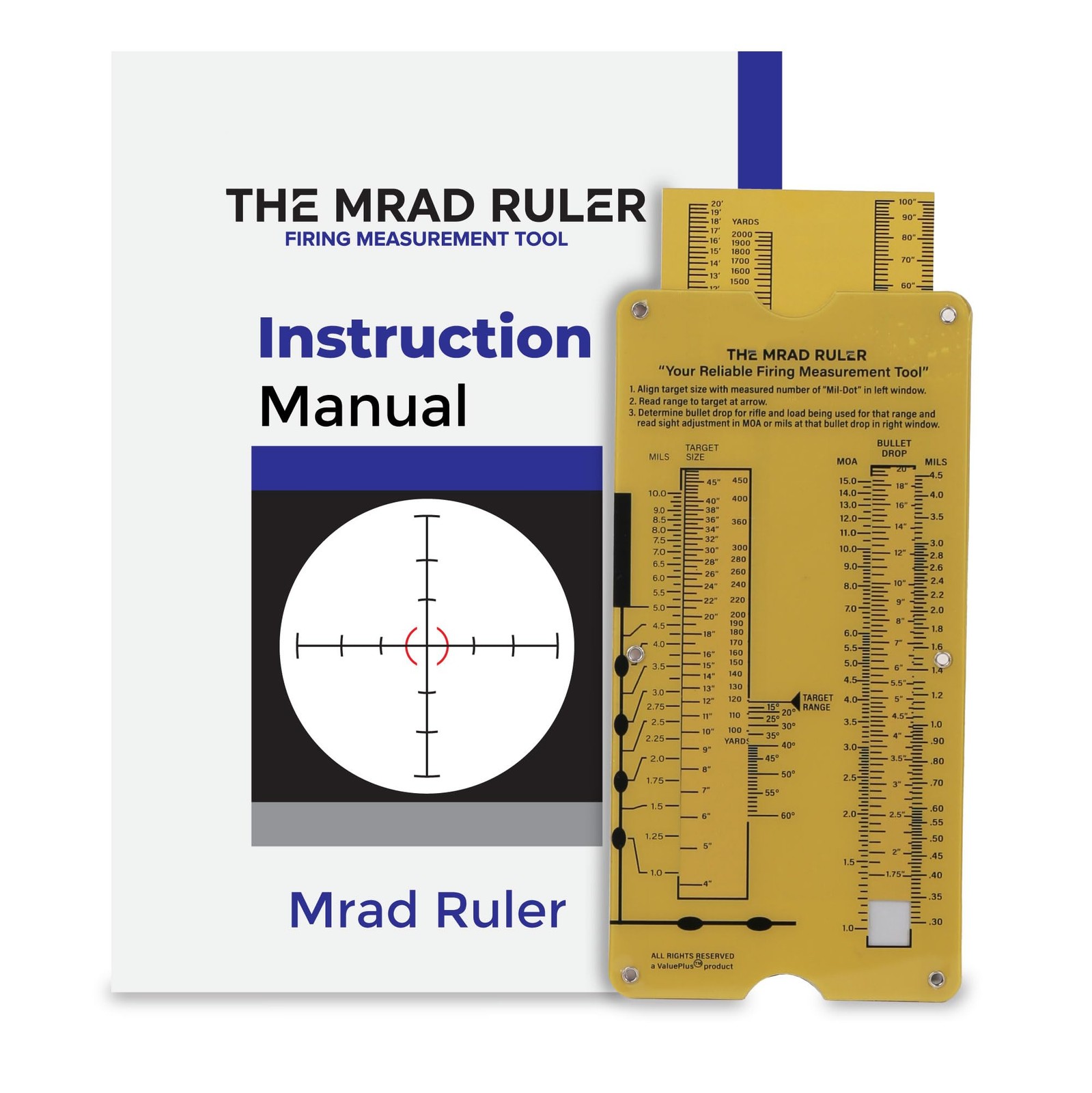 Value Plus Mrad Slide Rule Calculator to Use with Dope Book, Card Brown