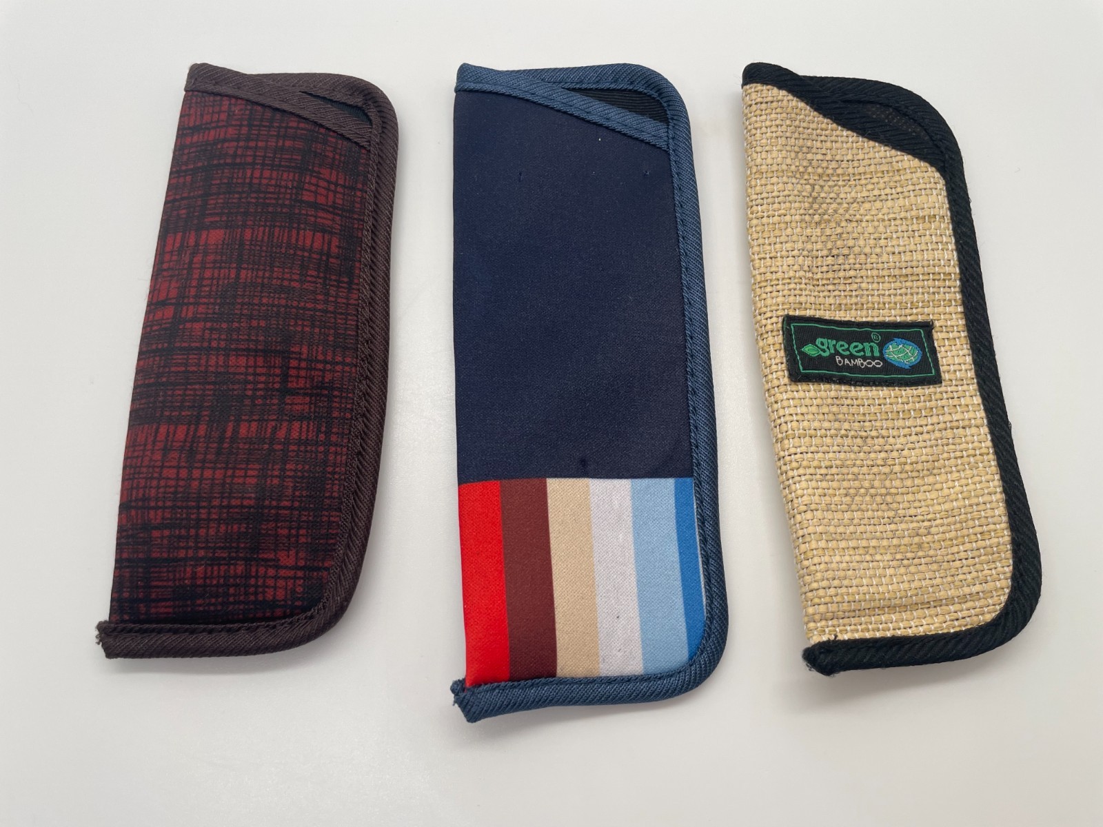 3 Soft Eyeglasses Cases Bamboo Colorful Blue Burgundy