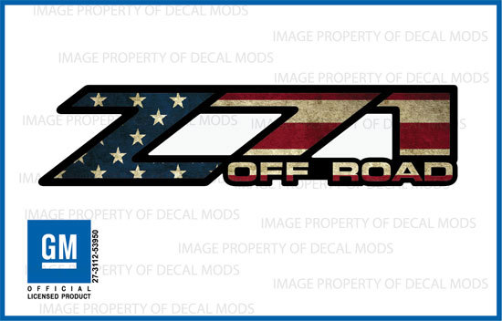 2x 01 - 06 Z71 Off Road Decals Stickers  truck bed USA American Flag Worn FWFLAG