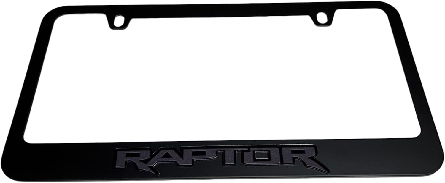 Ford Raptor 3D Monochromatic Black Carbon License Plate Frame Official Licensed
