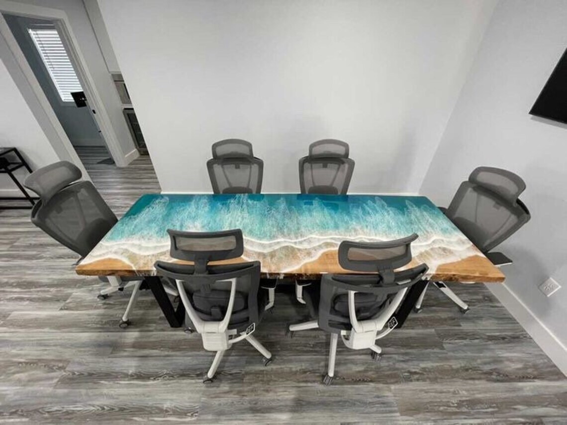 Ocean Table,Epoxy Wooden Table Top, Dining Table Epoxy Resin River Kitchen Table