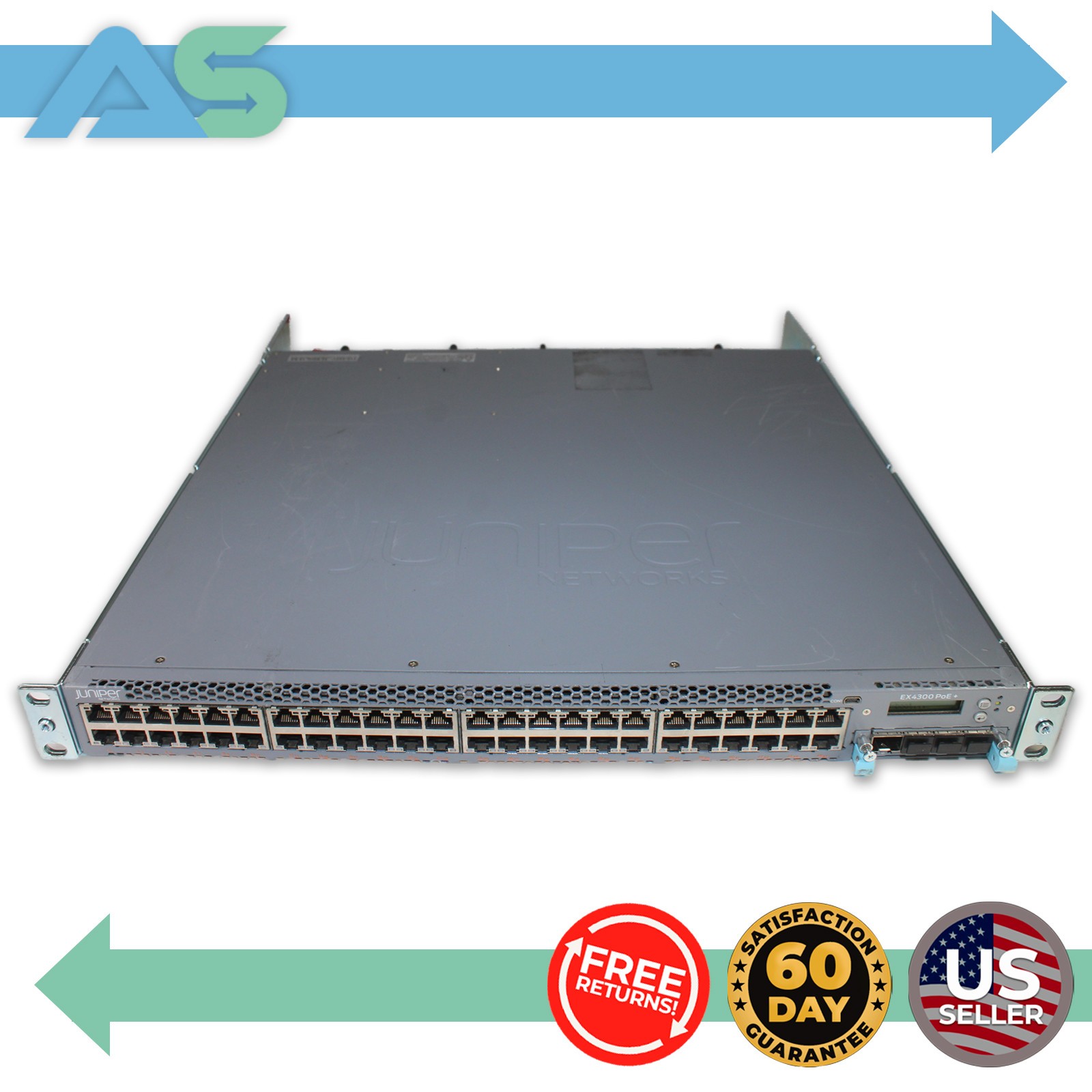 Juniper EX4300-48P 48-Port Gigabit PoE+ Switch | x2 PSU | EX-UM-4X4SFP Module