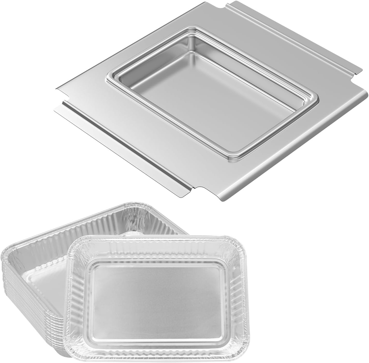 80580 Grease Catch Pan with 12 Pack Drip Pan Liners for Weber Q200 & Q300 Grill,
