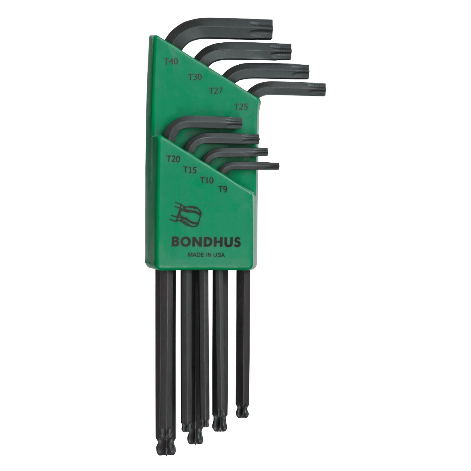 Bondhus 11332 Set of 8 BallStar L-wrenches, sizes T9-T40