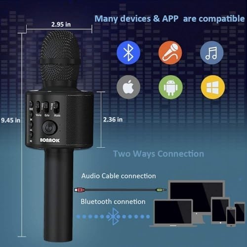 Wireless Bluetooth Karaoke Microphone - 3-in-1 Handheld Mic & Speaker for Partie