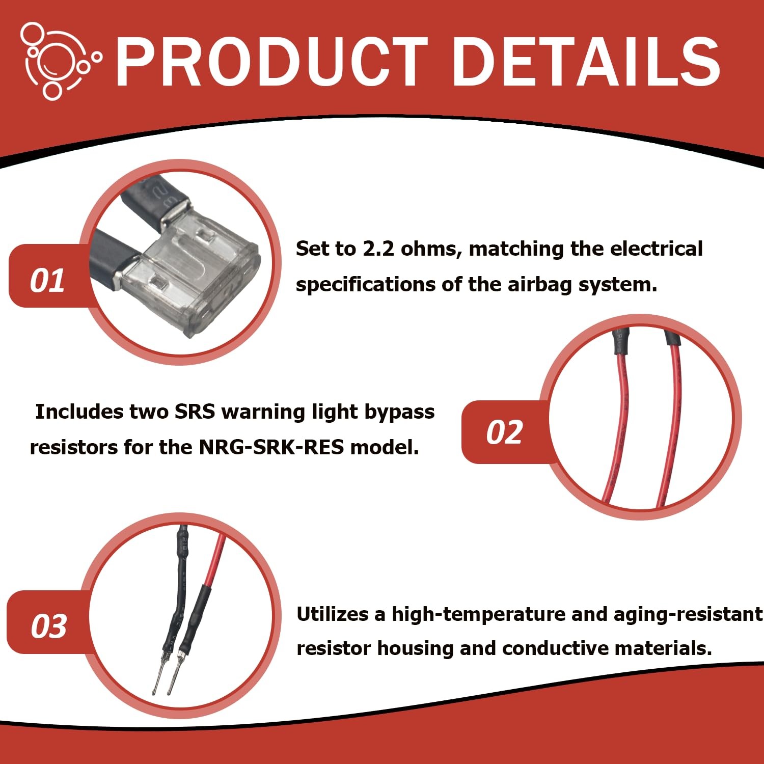 POERTYUI 2 pcs Steering Wheel SRS Warning Light Bypass Resistor Kit,...