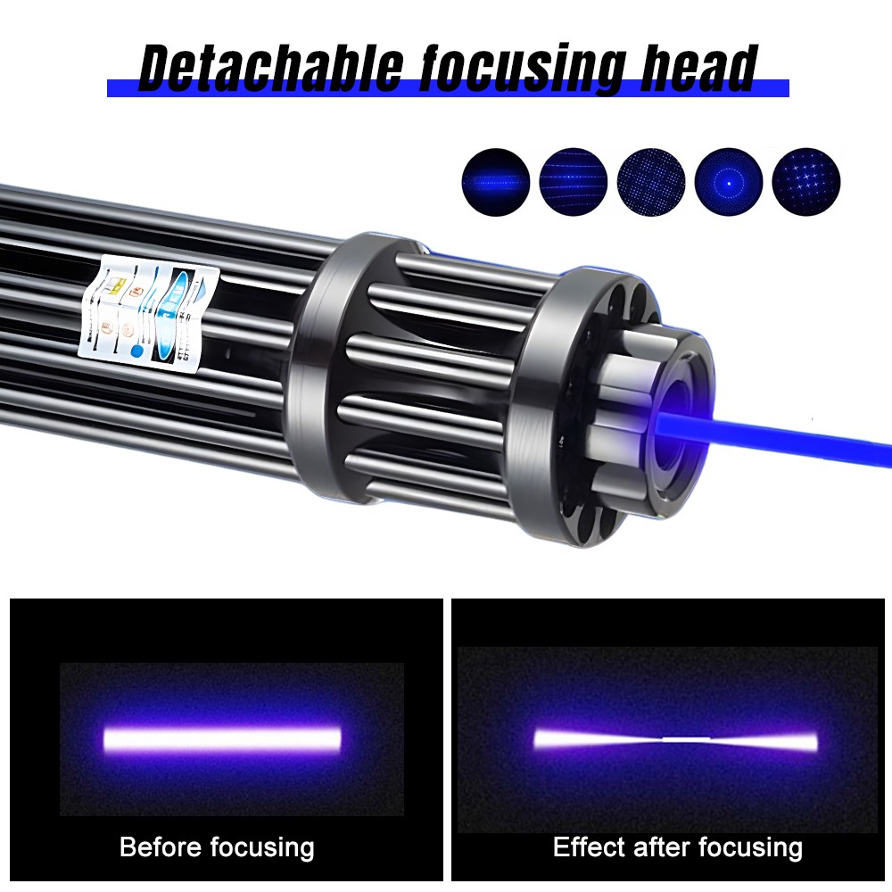 Adjustable High Power Blue Laser Burning Light Pointer Visible Dot Torch Light