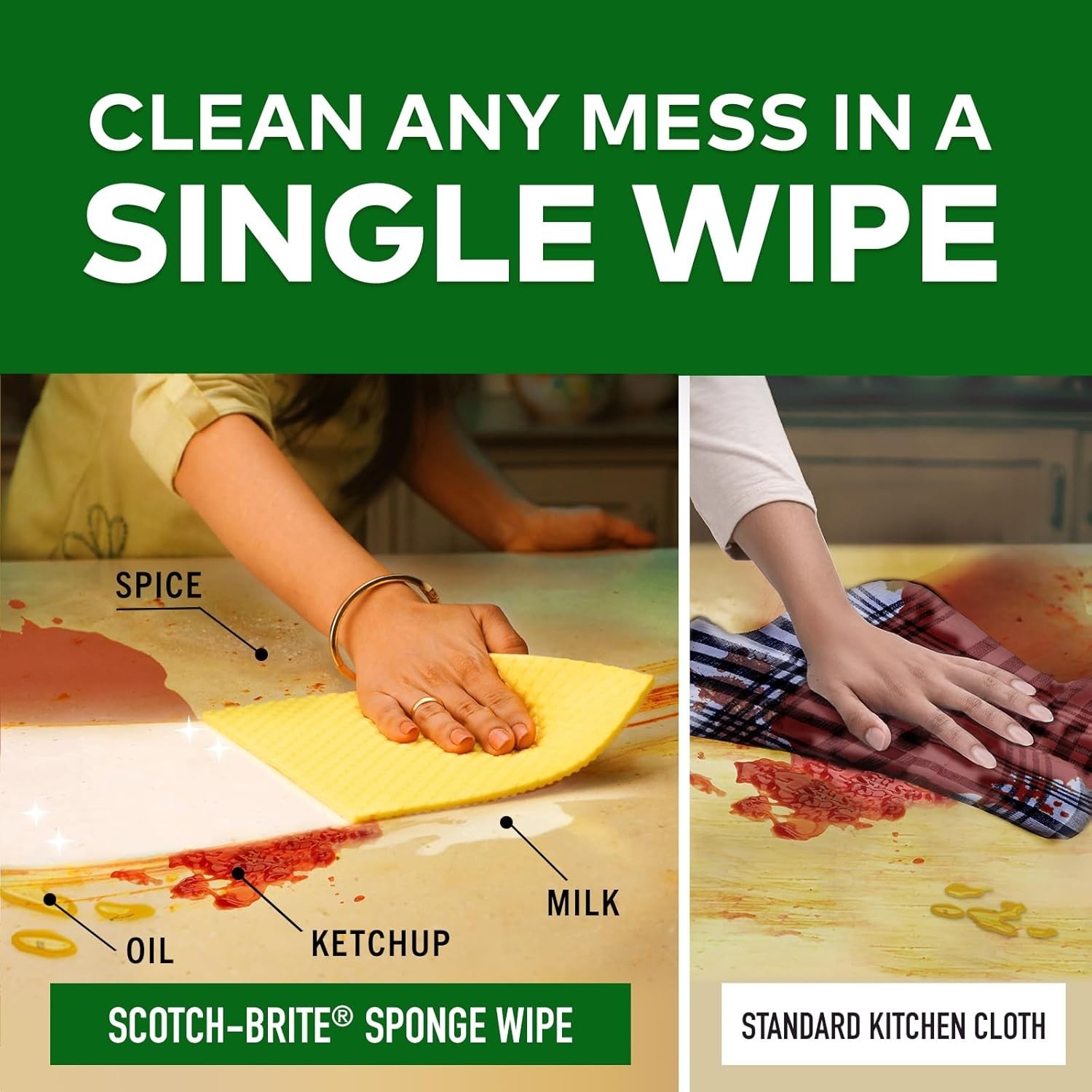 Scotch-Brite Sponge Wipes Pack 5 Reusable Absorbent Biodegradable Cleaning Cloth