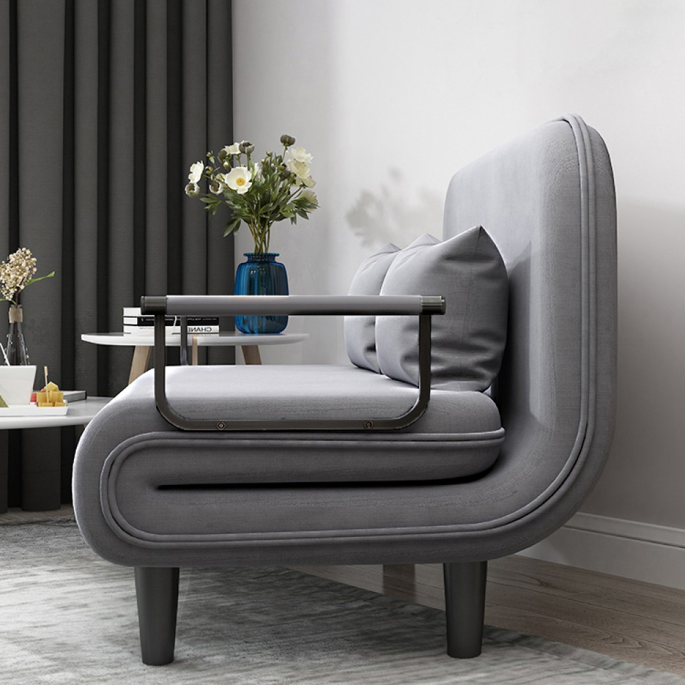 Folding Sofa Chair with Small Pillow Linen Fabric Multi-Purpose