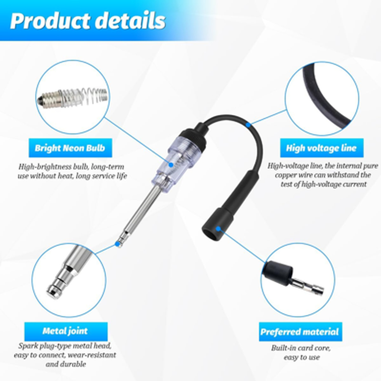 Car Spark Plug Tester Inline Ignition Coil Check Engine Fault Diagnostic Tool