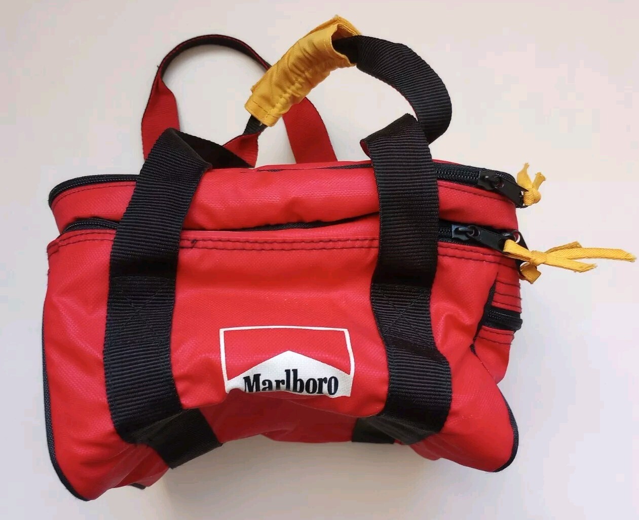 Vintage 1990s Marlboro Soft Sided Insulated Travel Cooler Lunch Bag Red Black