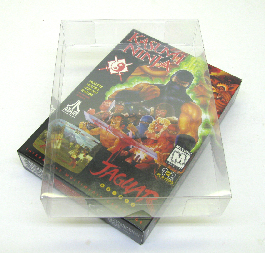 50x CLEAR PLASTIC PROTECTIVE BOX PROTECTOR SLEEVE FOR ATARI JAGUAR GAME BOXES