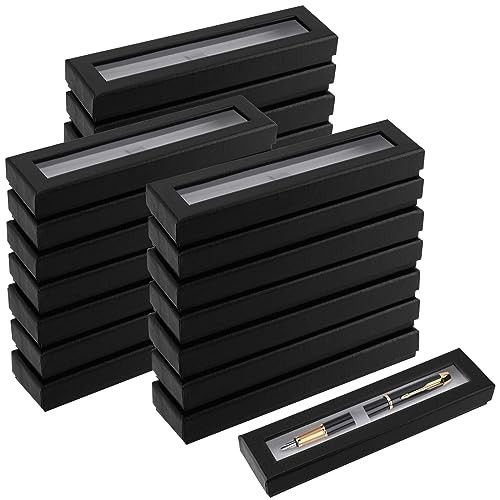 42 Pcs Black Empty Pen Gift Box, Cardboard Pen Display Cases with Clear