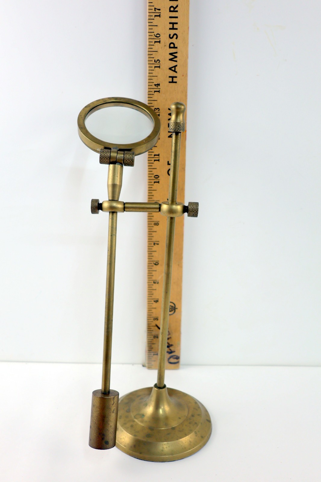 Vintage Laboratory or Nautical Desktop Magnifying Glass on Adjustable Stand