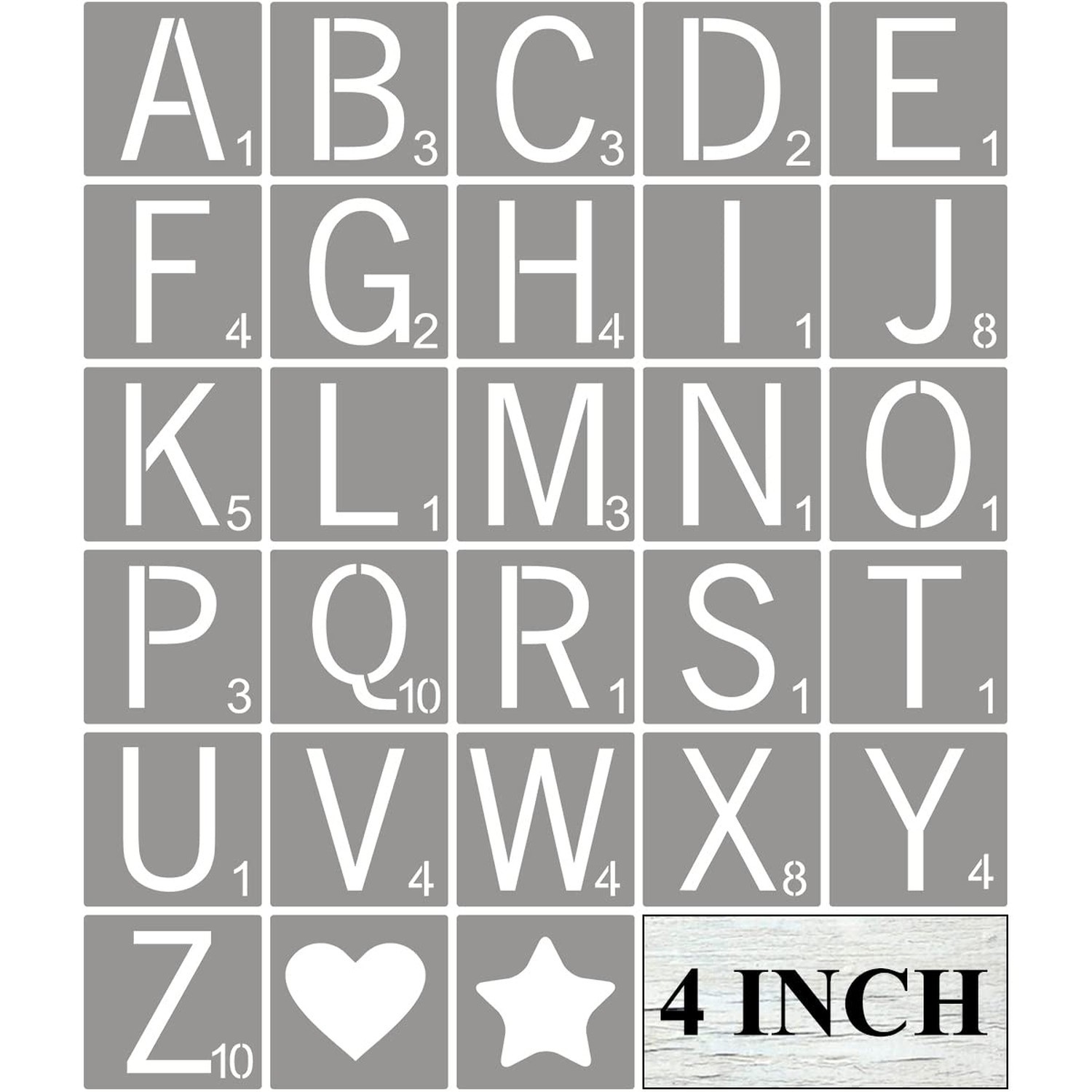 Scrabble Tile Letter Stencils 4 Inch - 28 Pack Scrabble Style Alphabet Stenci...