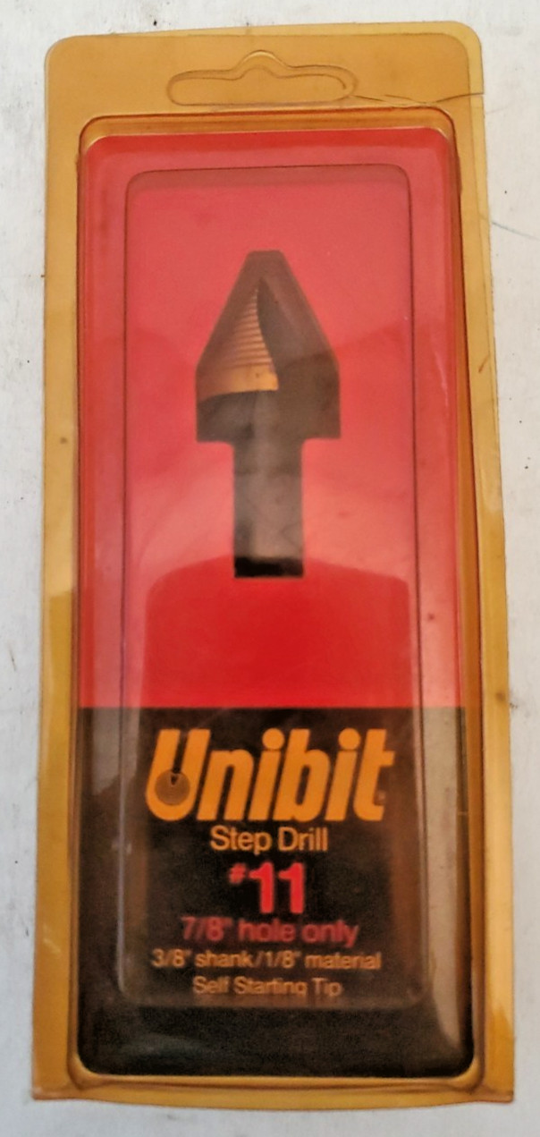 Unibit Step Drill Bit 11 ~ 7/8" Hole Only, 3/8" Shank - 1/8" Material Self-Start