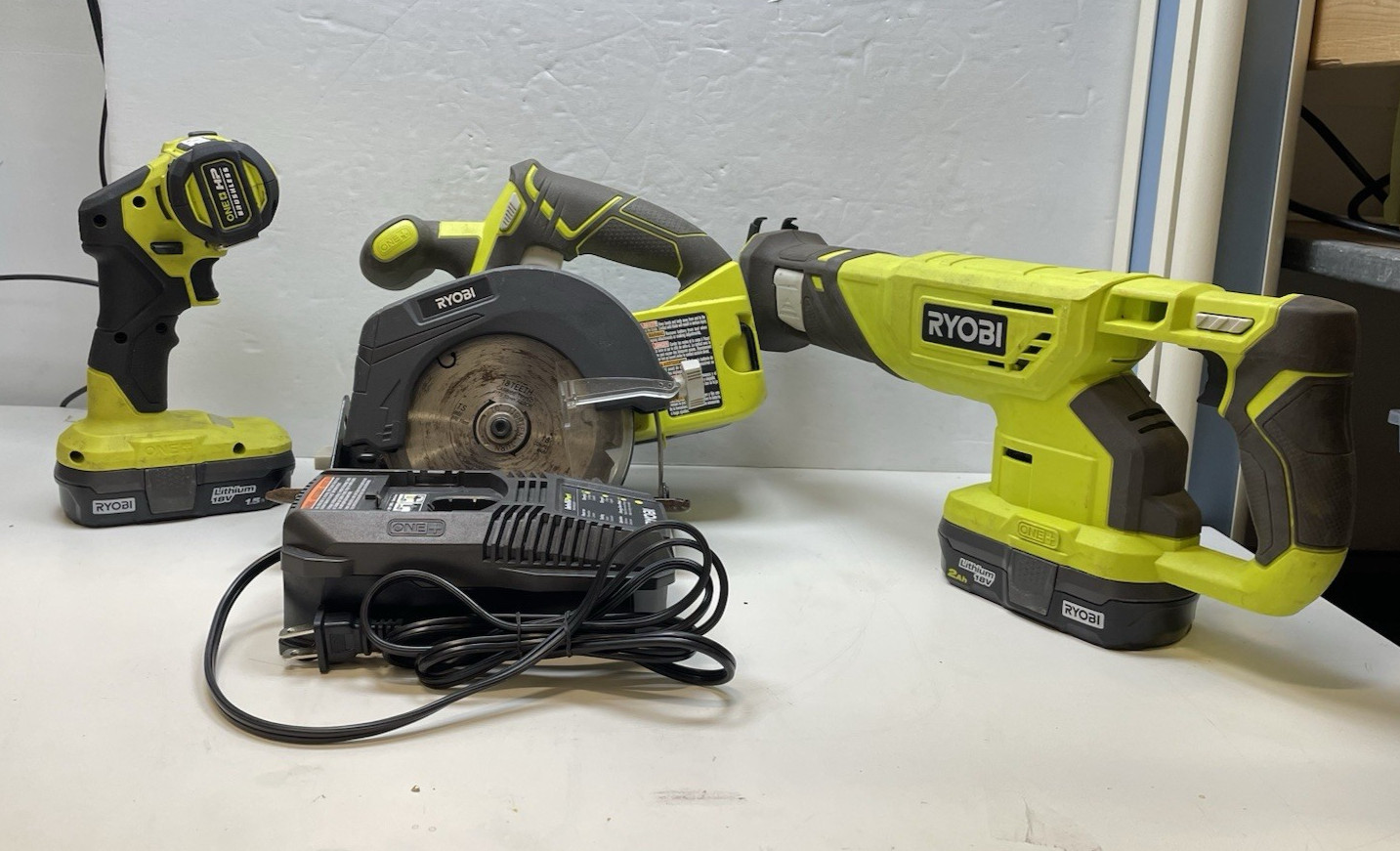 Ryobi ONE+ 18V Tool Lot  Circular&Skil Saw,  Recip Saw,  Charger & Batteries