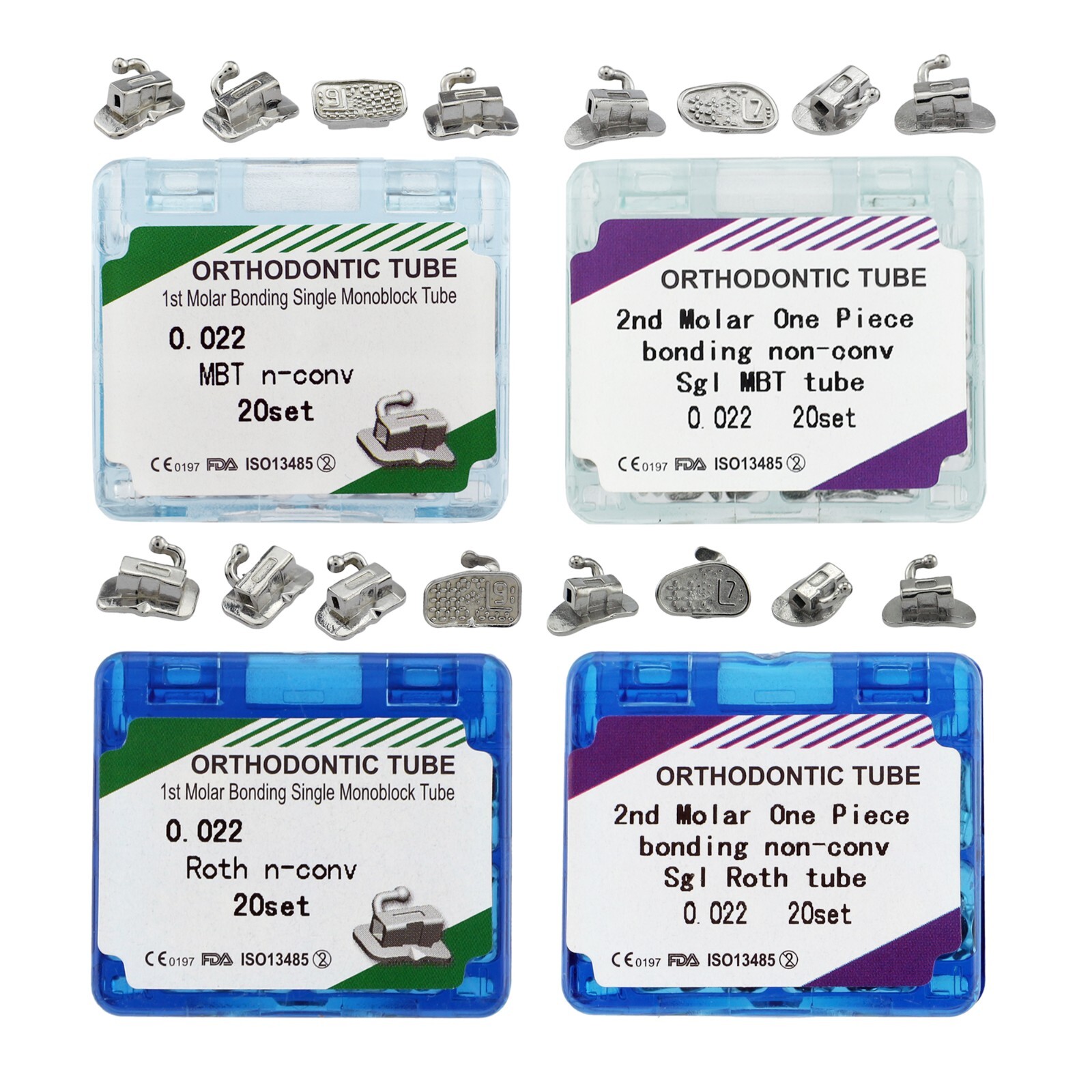 80pcs Dental Orthodontic Buccal Tubes One Piece 1st 2nd Mono MBT Roth 022 Molar
