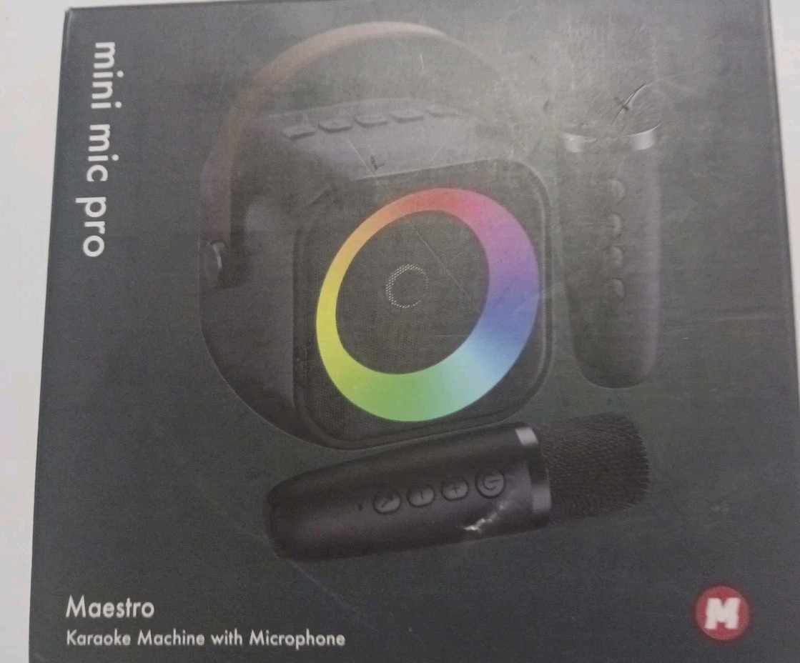 Mini Karaoke Machine, Portable Bluetooth Speaker 2 Mics, Black 2 Mics