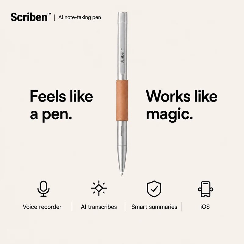 Scriben — The AI Note Taking Pen (Silver)