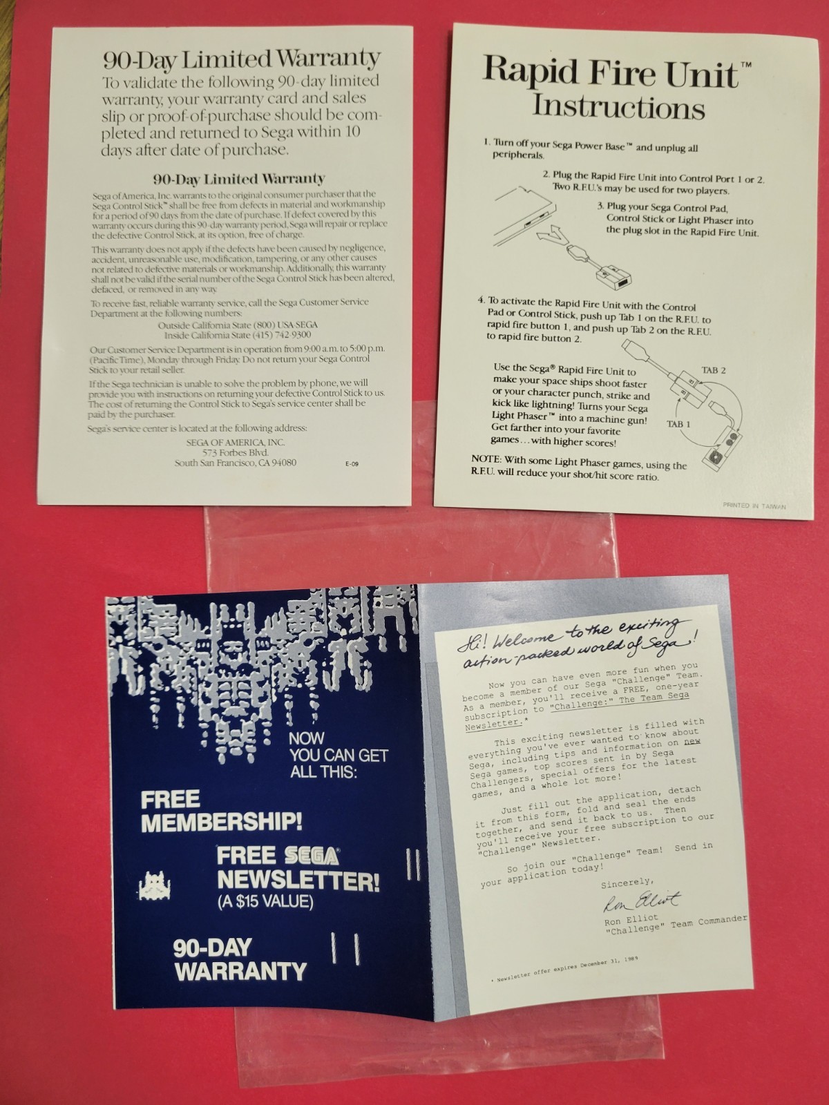 * SEGA RAPID FIRE Unit Sega Control Stick Manuals