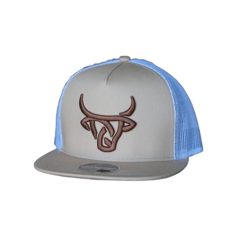 Lost Calf Tan White 3D Stitch Logo - Hats Cap - Braham Flat