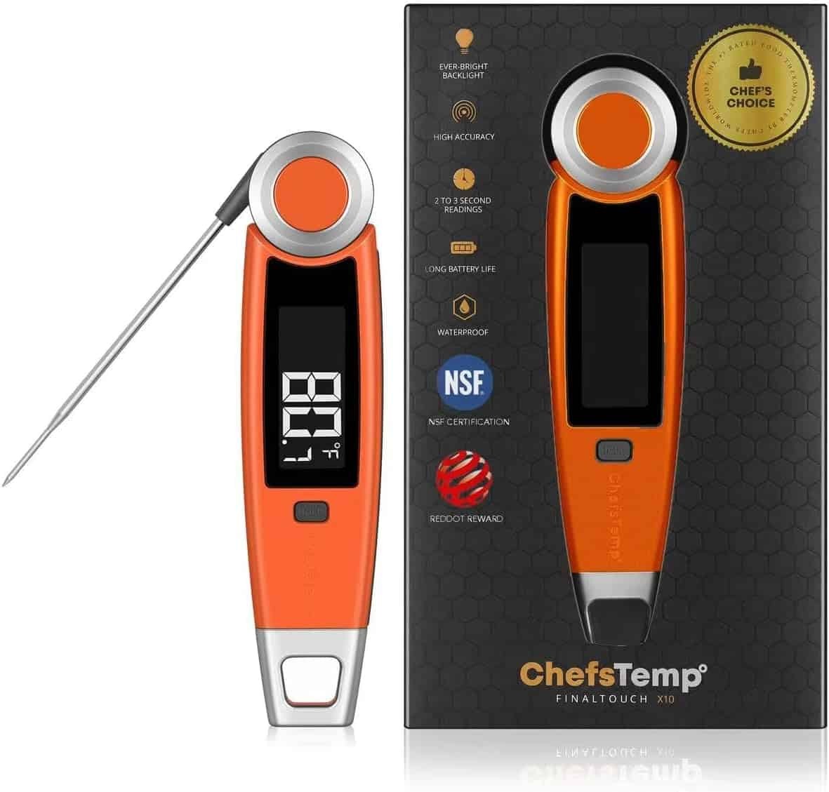 ChefsTemp Finaltouch X10 Meat Thermometer - TANGERINE TART