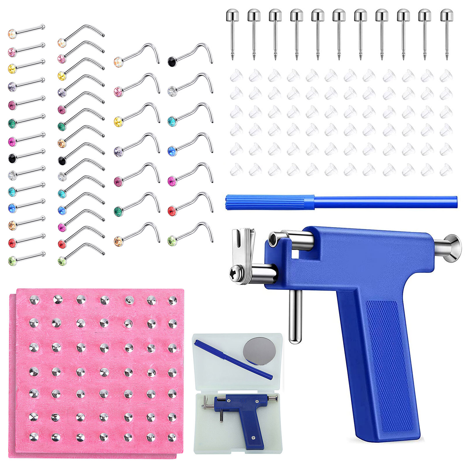143Pcs Ear Piercing Tool Kit  Ears Nose Piercer Gun Machine Studs For Salon Home