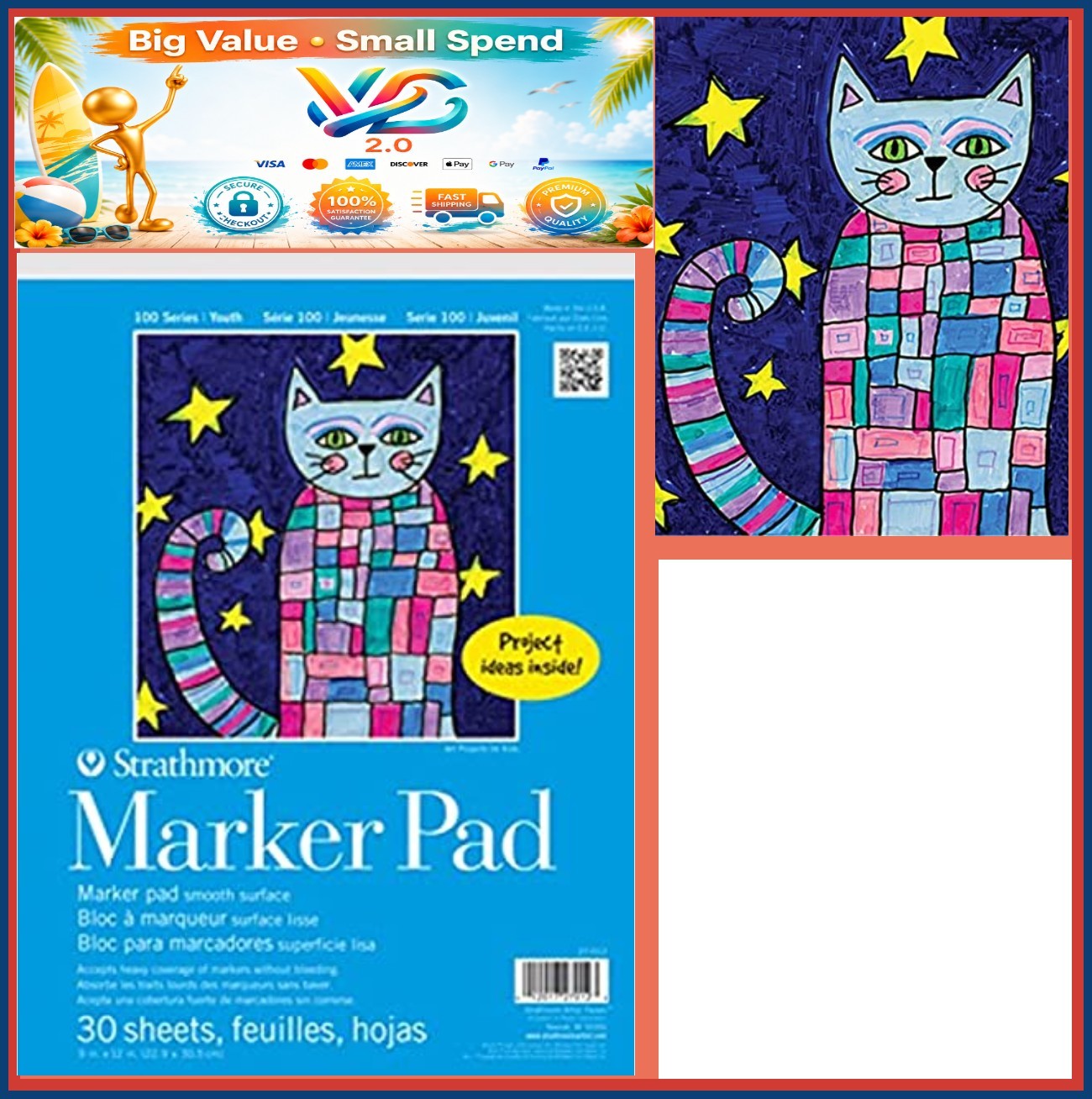 NEW Marker Pad 9x12 Tape Bound 30 Sheets Bleed Resistant