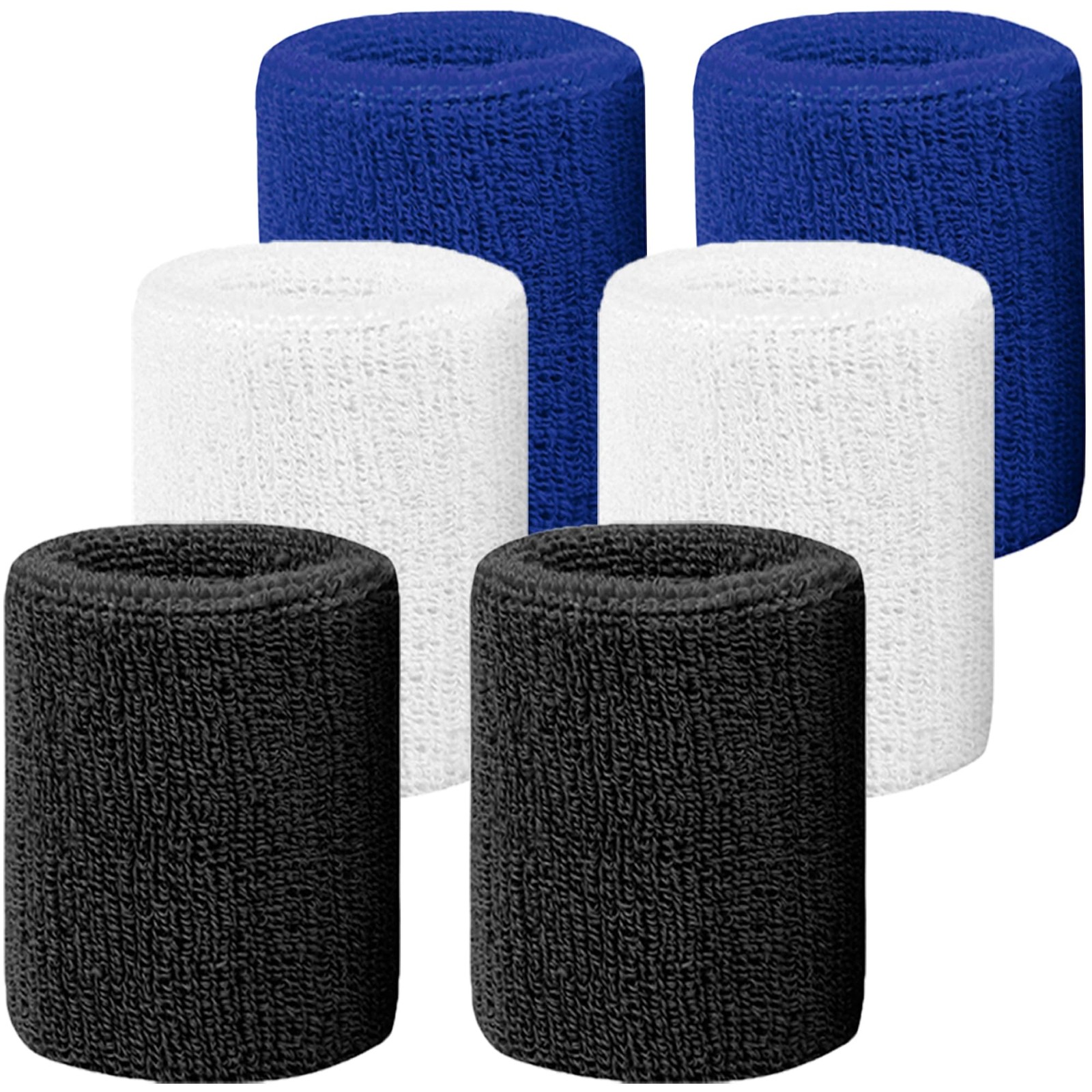 6 Pack 4 Inch Wrist Sweatbands, Absorbent Cotton, Men Women, Tennis, Basketball