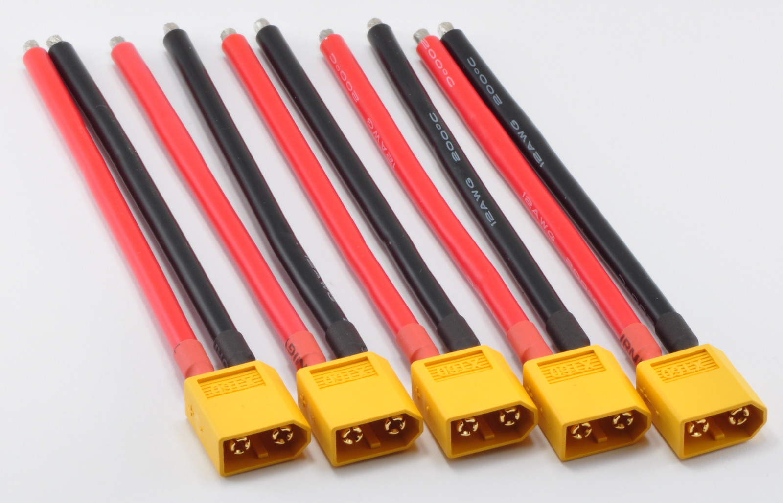 5 Pack - 5 XT60 / XT-60 Male Connectors w/ 10CM 12awg Wire for Turnigy / Zippy