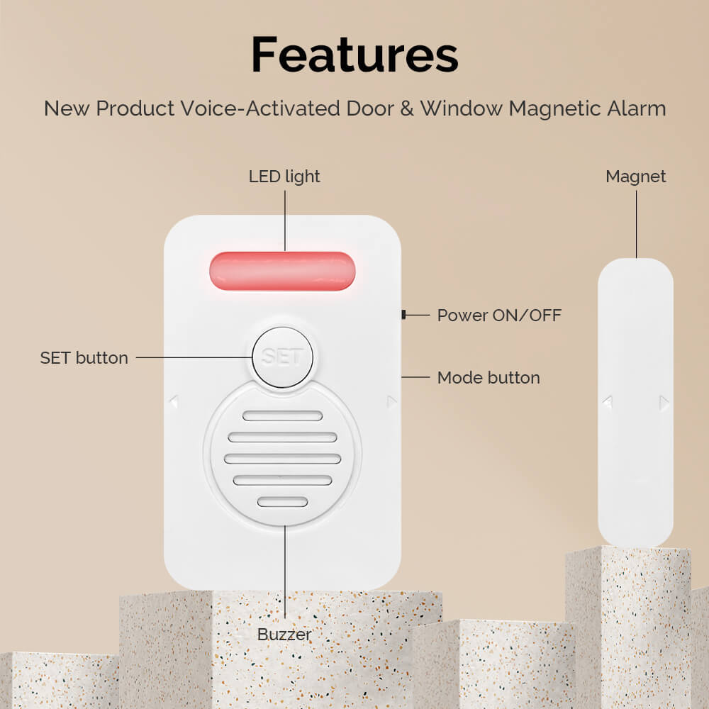 Wireless Voice Door Alarms When Opened 90dB Adjustable Volume Window Alert 4Pack
