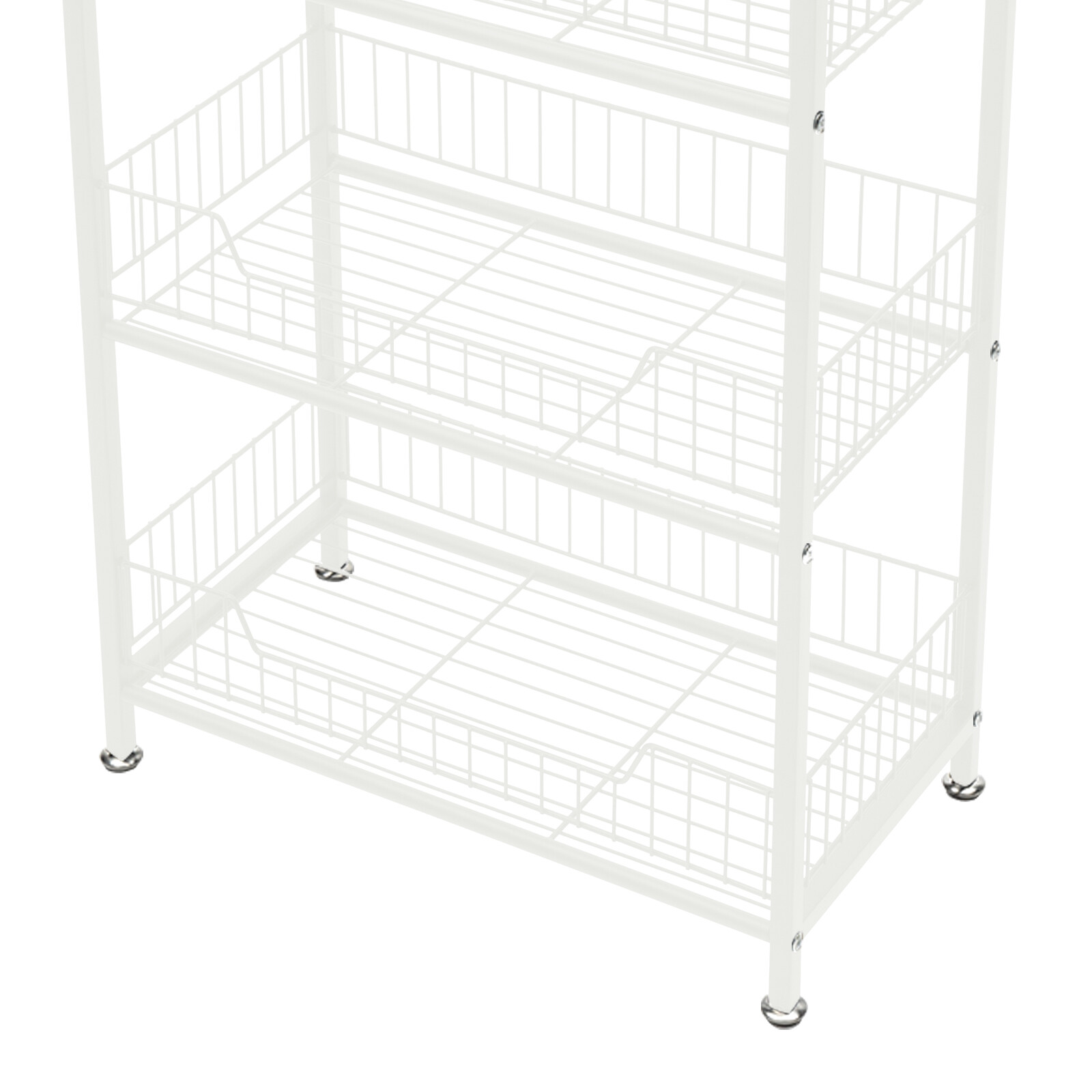 4-Tier Metal Snack Display Rack With Hooks & Wheels White