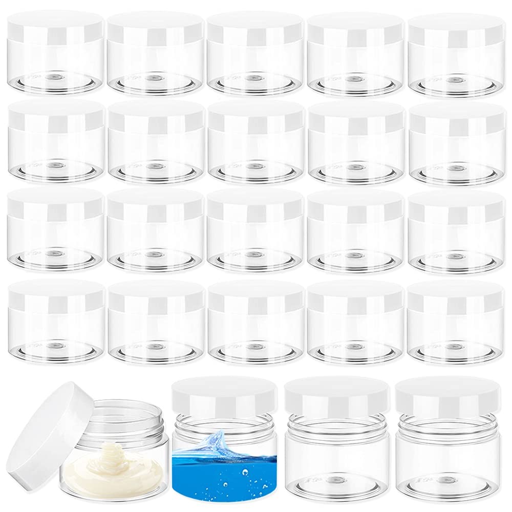 24pcs 1oz Plastic Cosmetic Jars Round Clear Leak-Proof Container with Lid 30ml