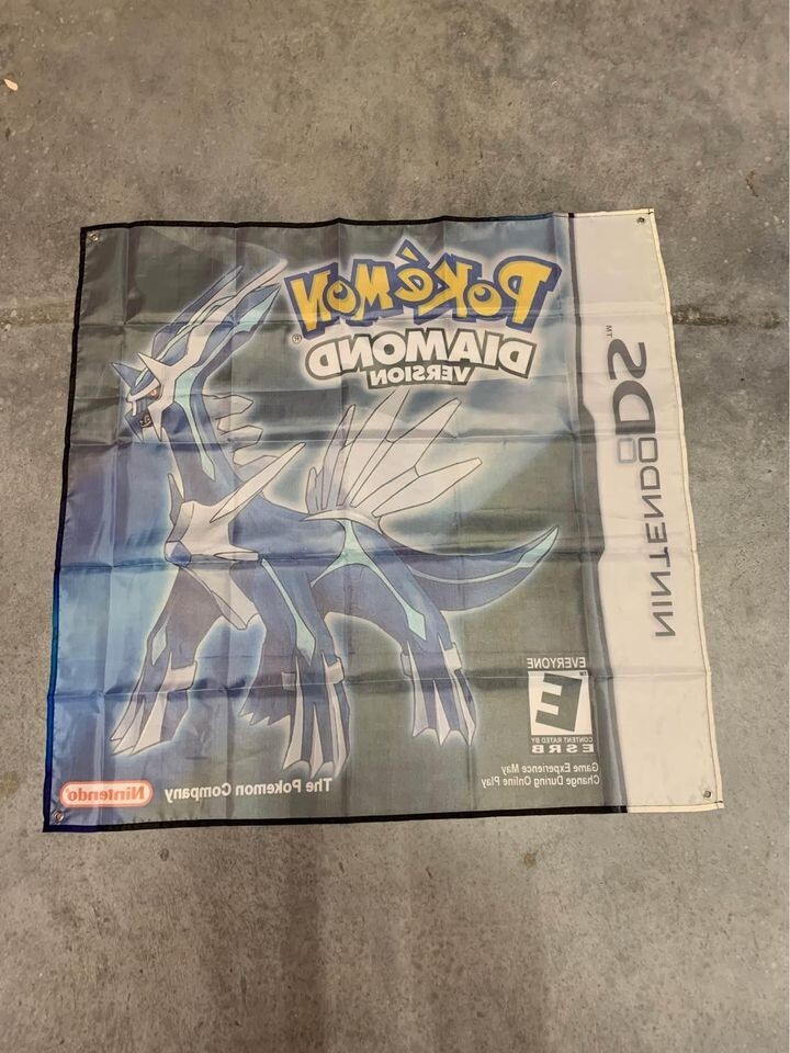 Pokemon Diamond Version Gameboy Advance Custom Wall Banner Tapestry 3 x 3 Ft