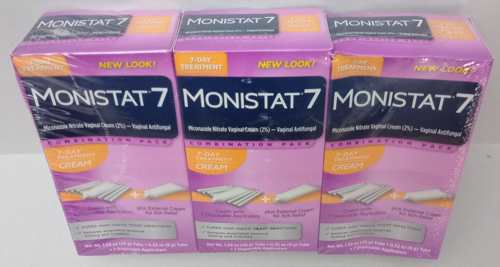 3x MONISTAT  7- Day Miconazole Vaginal Cream Treatment+ Itch Cream EXP 7/26