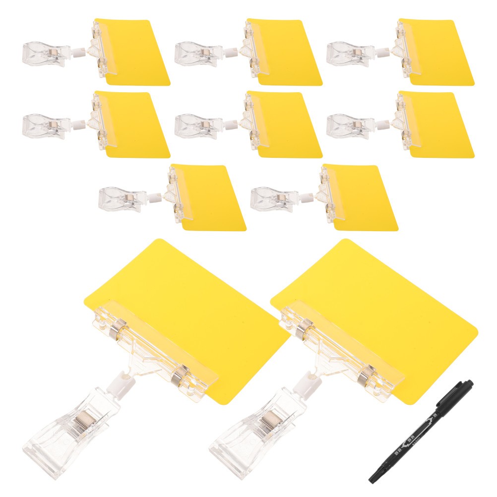 Durable Yellow PP Clip on Sign Holder for Store Display Price Tags Versatile Use