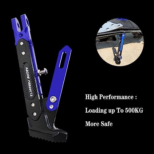 Motorcycle Universal Kickstand Adjustable Modified CNC Aluminum Alloy Blue