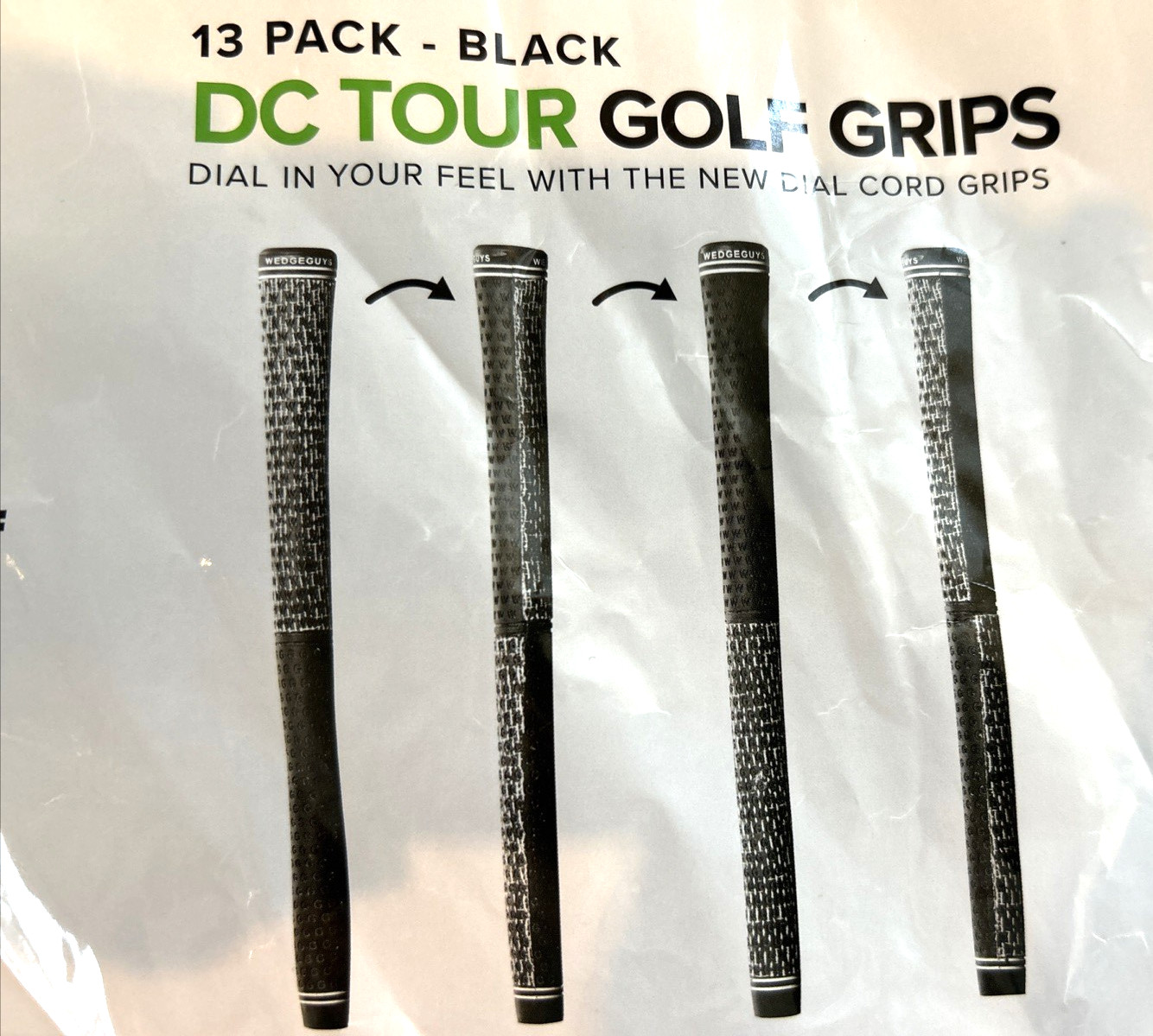 WEDGE GUYS DC TOUR GOLF GRIPS STANDARD BLACK with 4 GRIP ZONES 13 PACK NEW