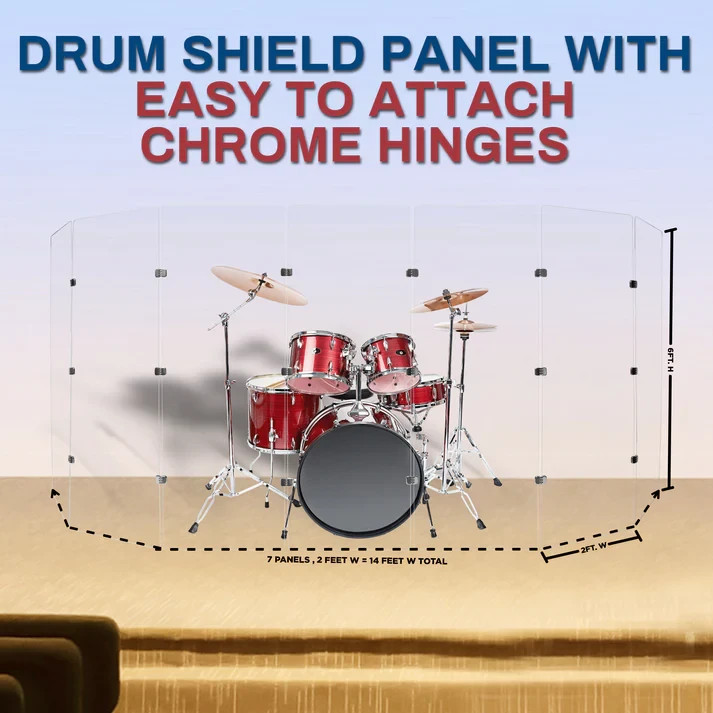 Drum Shield 2ft. x 6 ft. Panels,Clear Acrylic Drum Shield for Drum Cage,Drum Kit