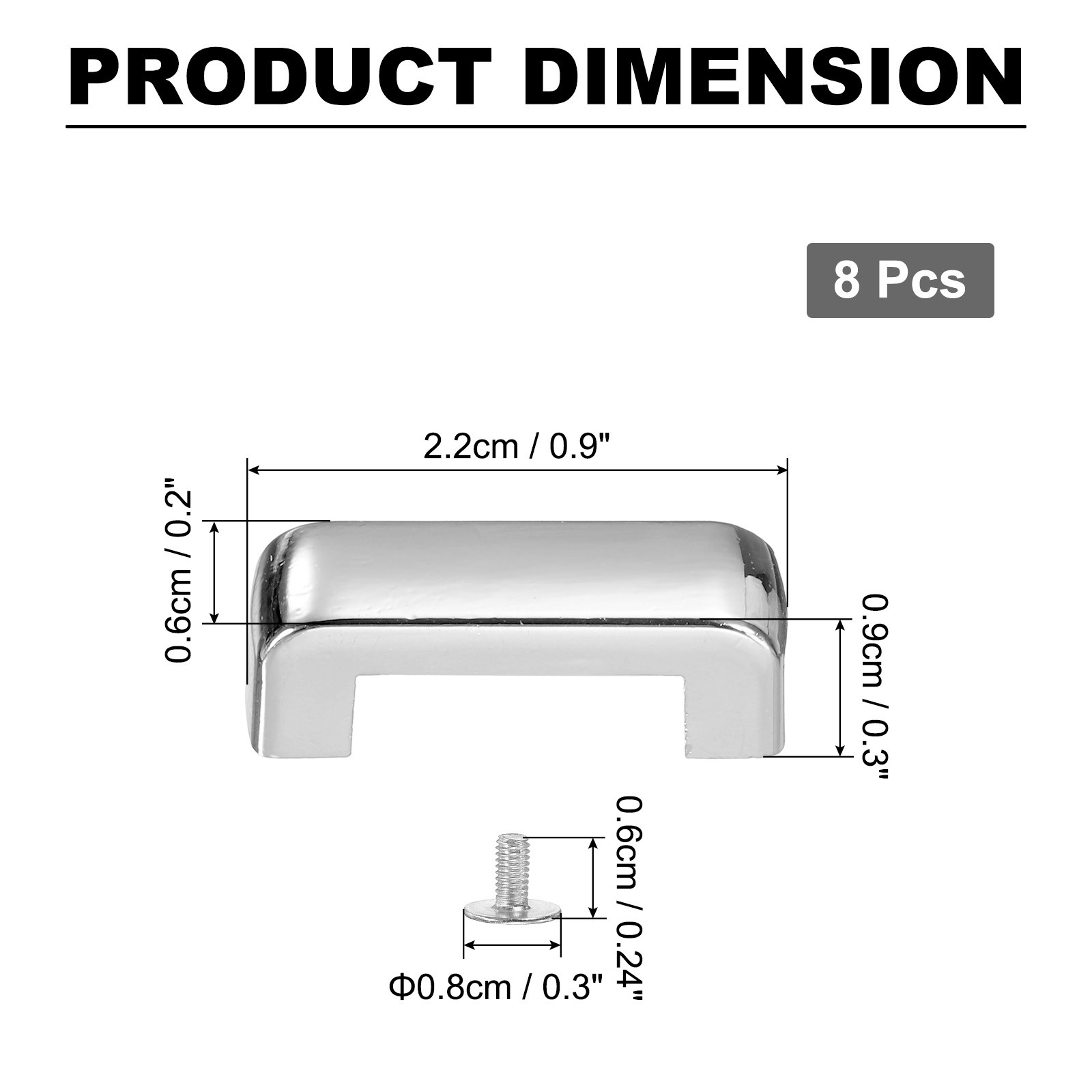 8Pcs Right Angle Arch Bridge D-Ring Buckles(Grey, 0.9"x 0.2")