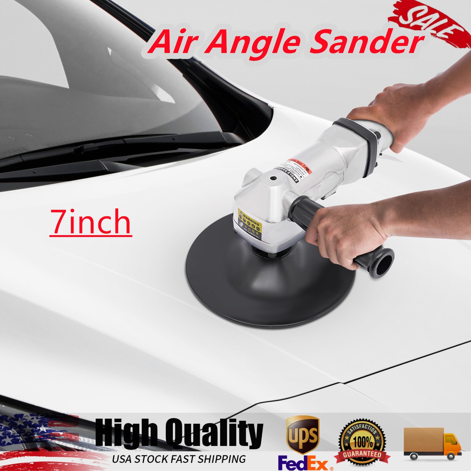 Pneumatic 7 inch Air Angle Sander Polishing Cars Ships Motorcycles Floors Stones