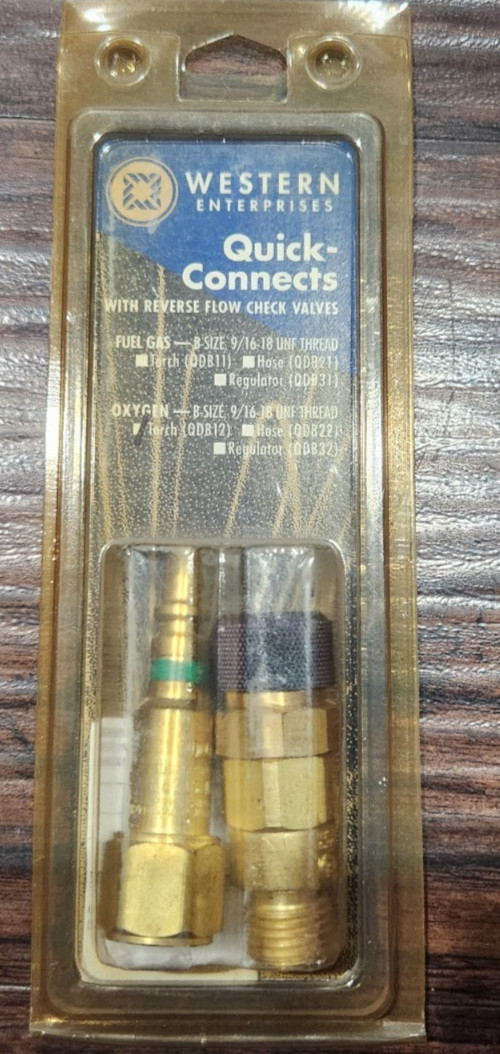 Western Enterprises QDB12 Quick Connect, Torch to Hose Oxygen w Check Valve