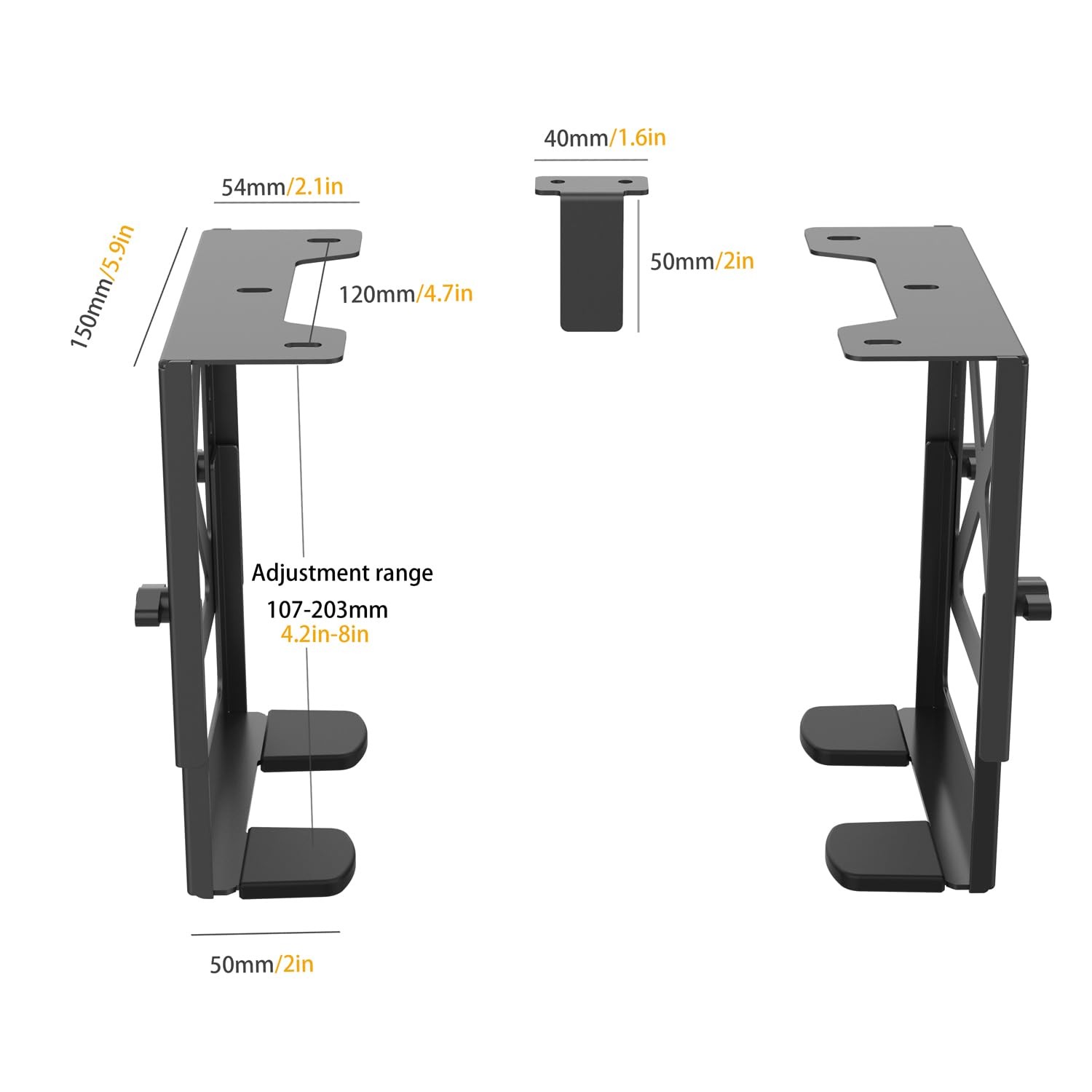 Adjustable Under Desk PC or NAS Mount Bracket Holder，Compatible with Desktop ...
