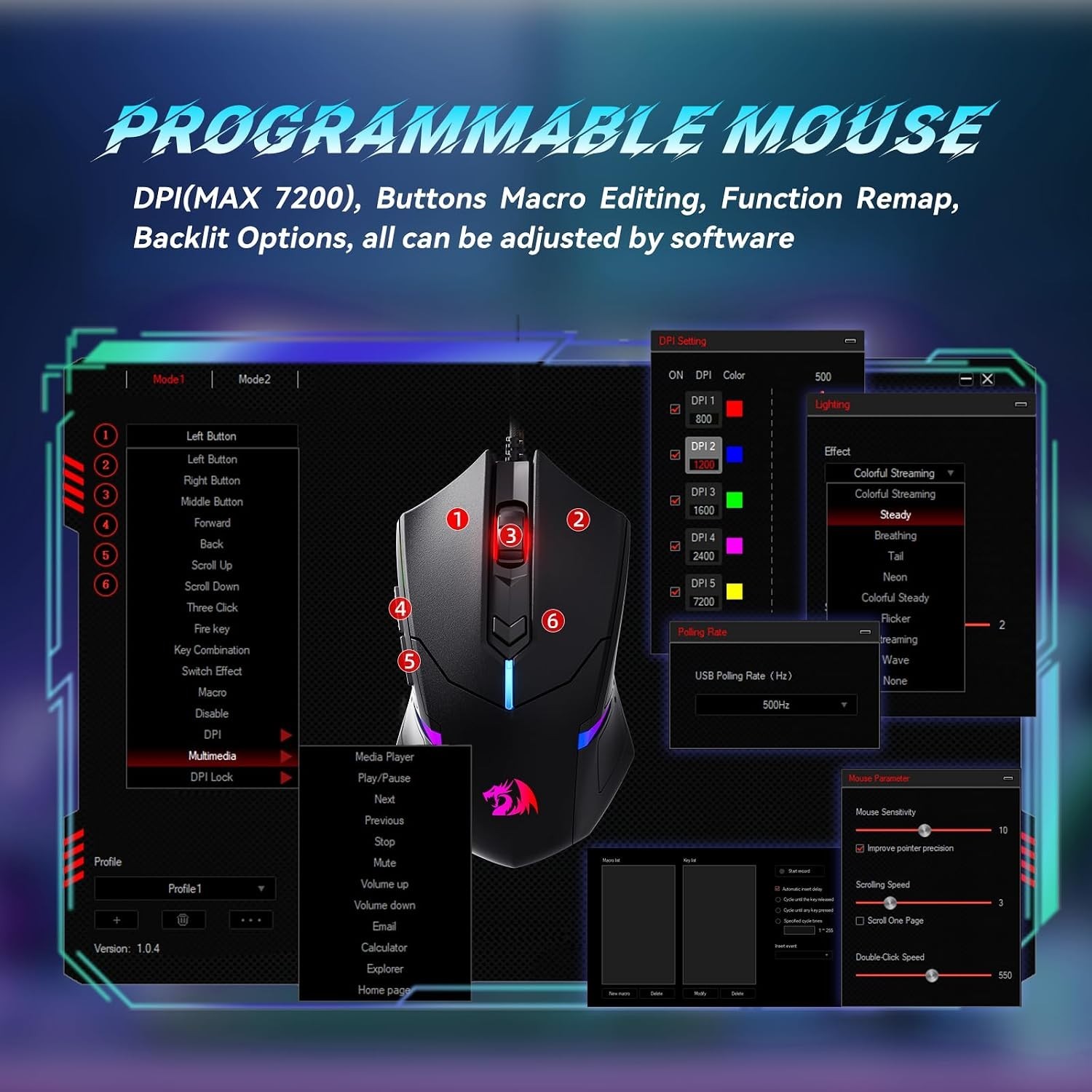 S101-3 PRO Gaming Keyboard and Mouse, RGB Backlit Programmable Keyboard Mouse...