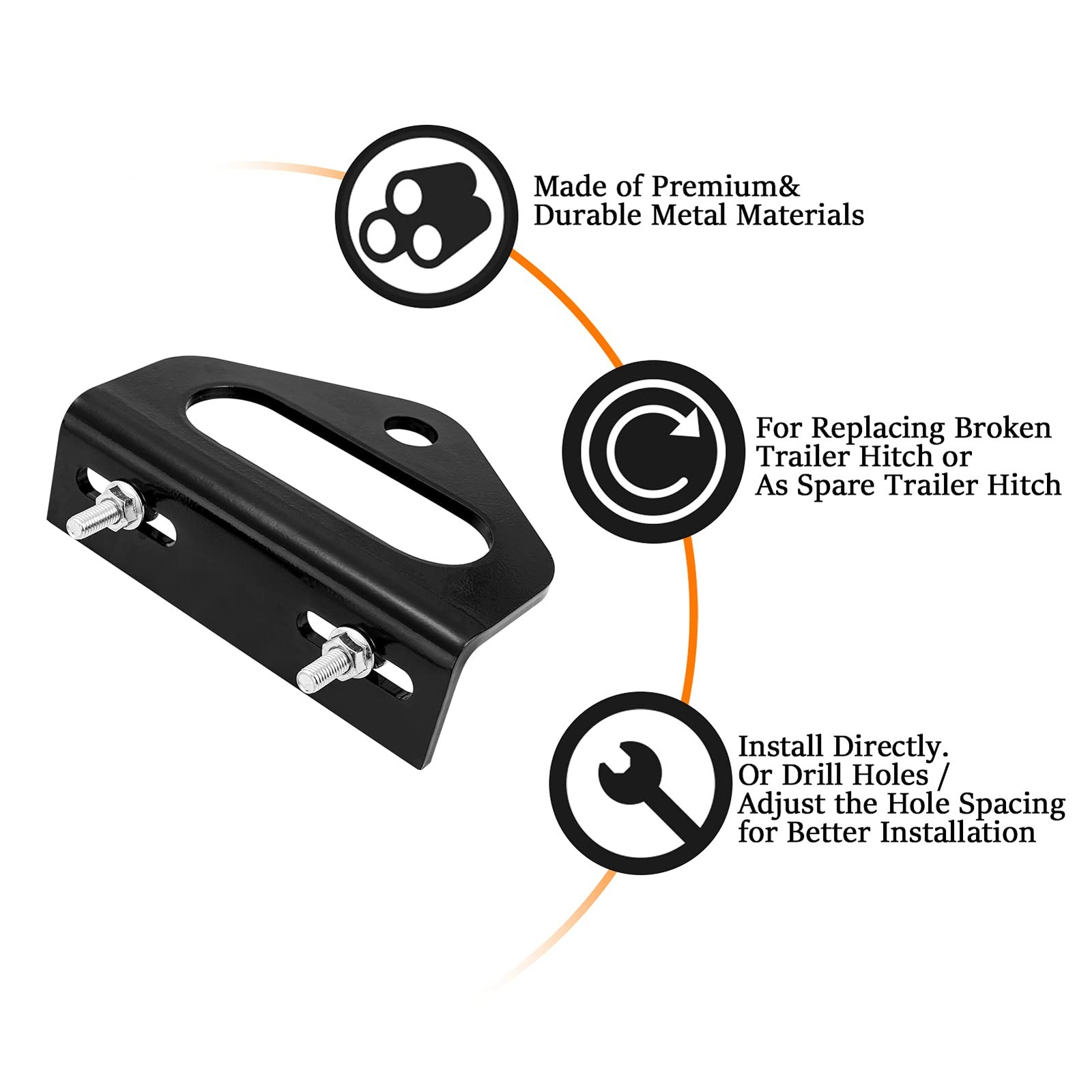 CZC AUTO Zero Turn Mower Trailer Hitch 2.4"-5" Without 5/8" Pin, Black