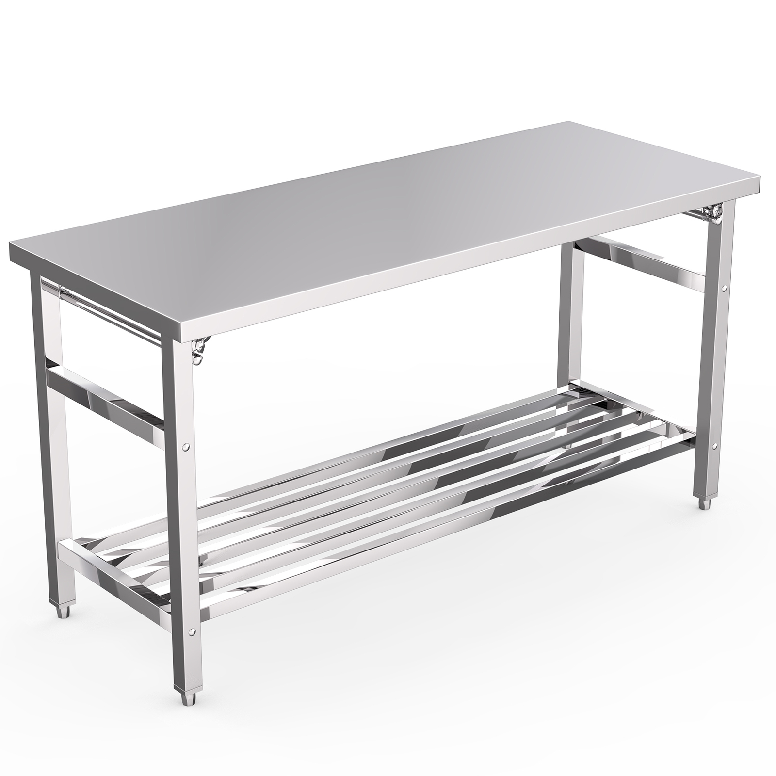 Stainless Steel Workbench 24 x 60 Inche Folding Table with Adjustable Undershelf