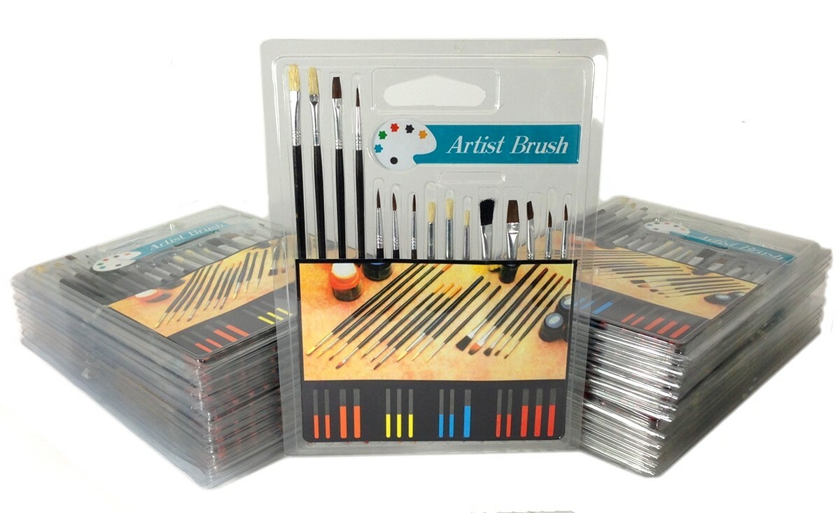 Set of 24: 15 Piece Artist Paint Brush Sets, All Purpose Oil Watercolor Acrylic