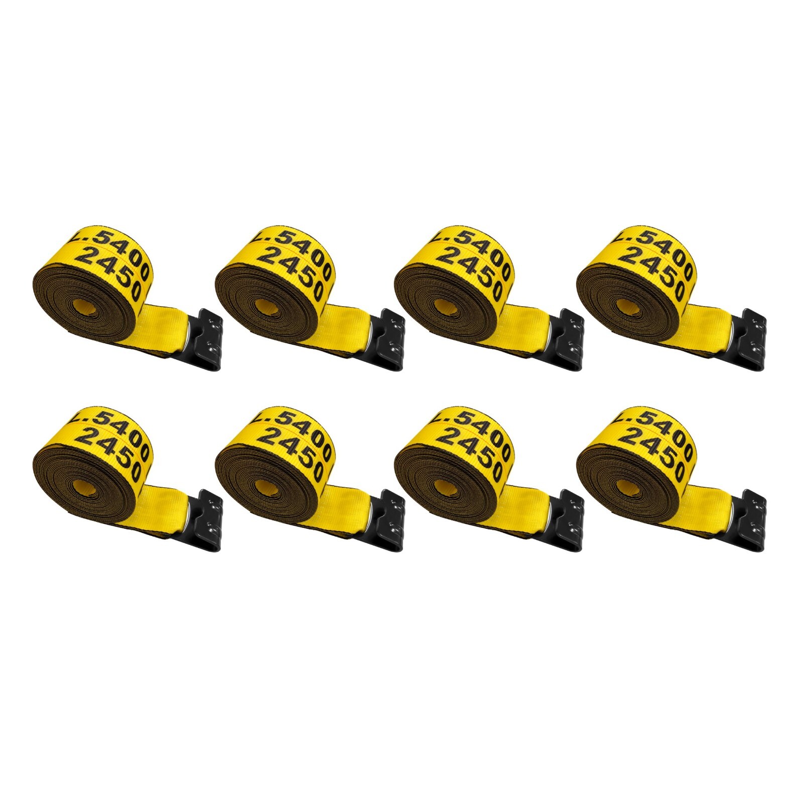 8 Pack Flatbed Truck Tie Down 4" x 30' Winch Strap with Flat Hook WLL 5400 LBS