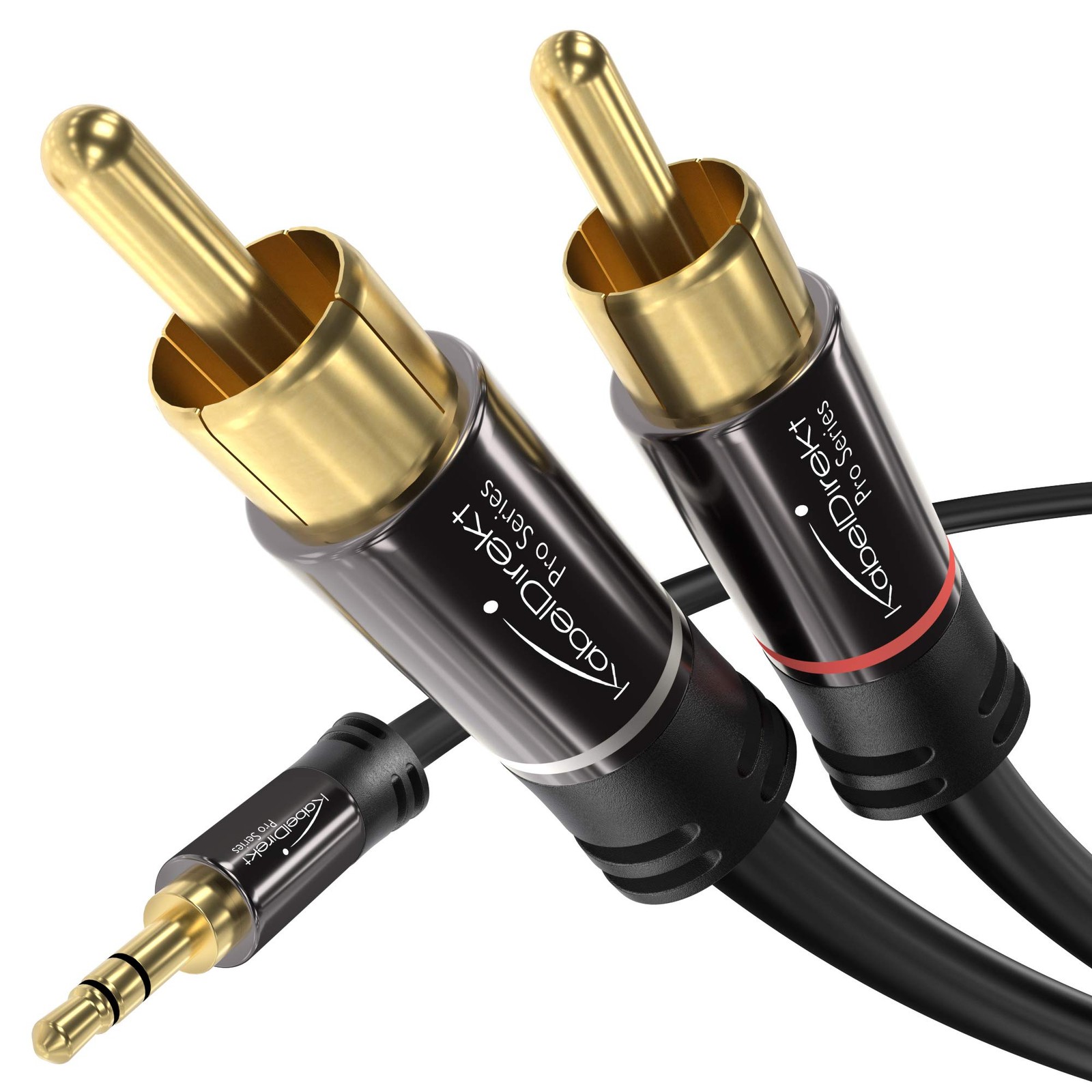 KabelDirekt – RCA to Jack 3.5mm Adapter Cable – 10ft – 10 feet, Black